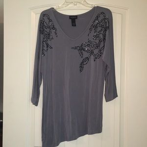Lane Bryant Gray/ Black Designed Top sz.14/16W